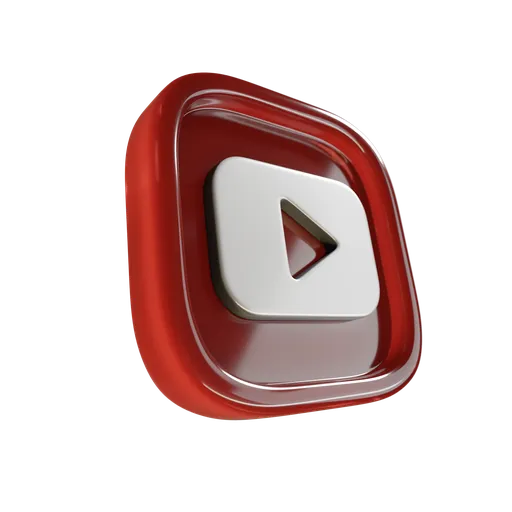Detailed 3D rendering of a glossy play button, ideal for motion graphics projects.