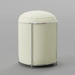 Pouf with chrome frame
