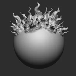 3D sculpting brush for Blender creating a stylized flame effect on a modeled surface.