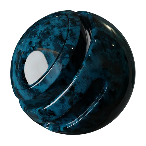 Seamless dark blue marble procedural texture for 3D modeling and Blender PBR material creation.