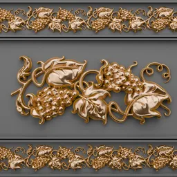 High-quality golden ornamental trim 3D model for efficient scene detailing, compatible with Blender.