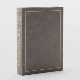 "Low-poly 3D model of a brown book with gold border, evoking delight and mysterious vibes. Perfect for literature and cyberpunk themed projects. Created with Blender 3D and featuring 2k PBR textures."