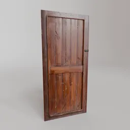 Realistic vintage wooden door 3D model with detailed textures, suitable for Blender rendering.