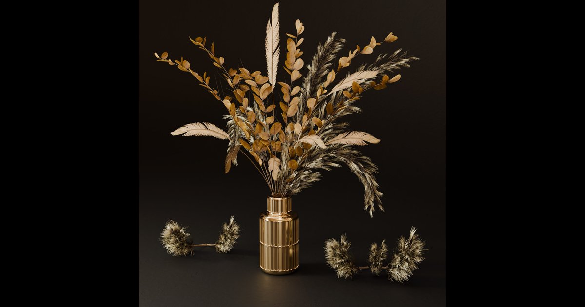 Golden Pampas Floral Arrangement | Bouquets models | Blendkit