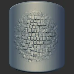 3D sculpting brush creating detailed reptilian skin texture for Blender artists