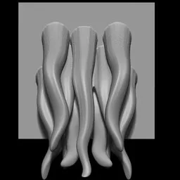 3D sculpting brush creating multi-tentacle limb shapes for horror and creature model detailing in Blender.