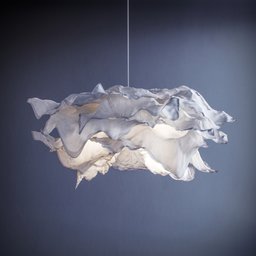 "Blender 3D model of IKEA Krusning Lamp, a white paper pendant ceiling light measuring 85cm. Stunning volumetric light design inspired by Derek Chittock with an elegant coral sea background. Perfect for adding a dreamy touch to any interior space."