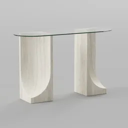 Glass and Travertine Console