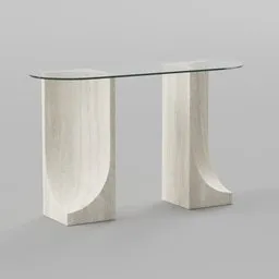 Glass and Travertine Console