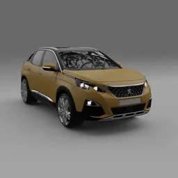 3D rendered model of a gold SUV compatible with Blender, showcasing detailed exterior design and realistic texturing.