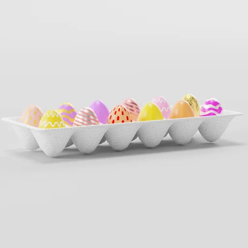 Decorative Easter Eggs in Tray