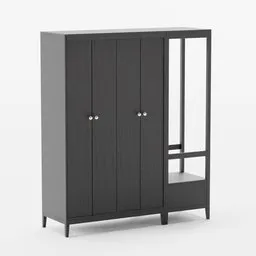 "Idanas Ikea wardrobe 3D model in steel gray with minimalistic design and detailed silhouette. Based on instructions from Latvian Ikea store. Rendered in Blender 3D."