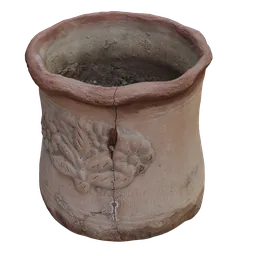 High-quality Blender 3D model of a pottery with detailed embossed design and optimized quad mesh for rendering.