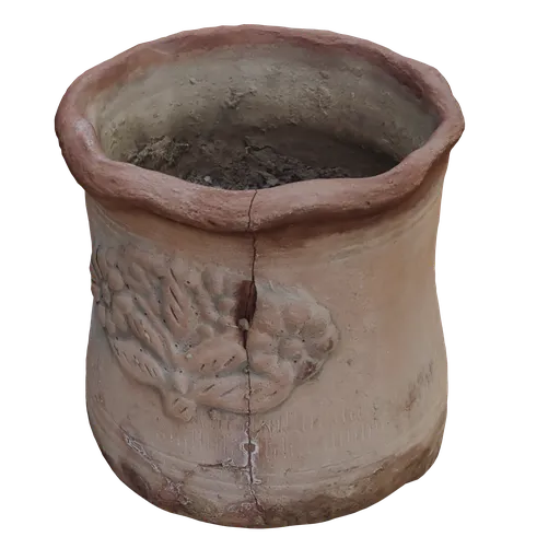 High-quality Blender 3D model of a pottery with detailed embossed design and optimized quad mesh for rendering.
