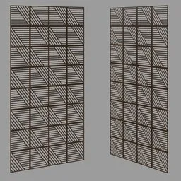 "Decorative metal panel with diagonal pattern for Blender 3D interior design. Includes UV map and three doors. Perfect for luxury furniture projects."