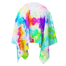 Colorful procedural tie-dye PBR texture for 3D Blender material library, ideal for fashion and textile design.
