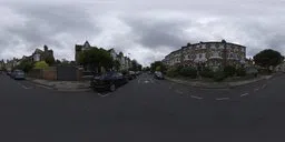 360-degree overcast city street HDR panorama for realistic lighting in 3D scenes