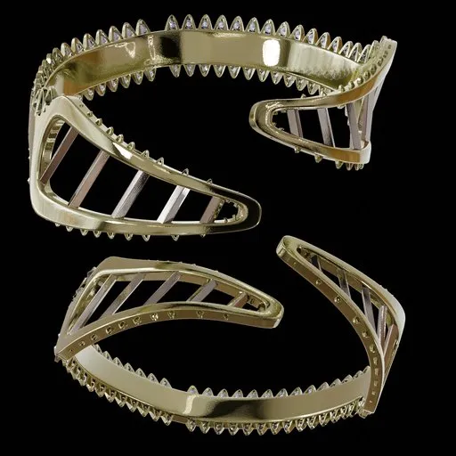 Gold fantasy-style 3D ring model with intricate details and glossy finish, made in Blender 3D.
