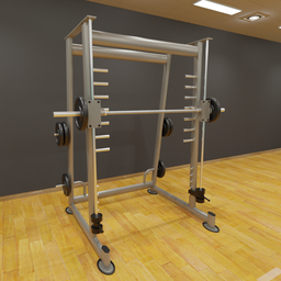 Realistic Blender 3D squat trainer model with PBR materials, 2k textures, ready for rendering in Cycles, 5888 verts.
