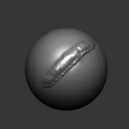 3D sculpting brush for Blender with a damage texture for creating realistic metal impact effects on models.