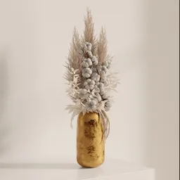 Neutral Pampas & Cotton Floral Vase