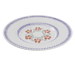 Intricately designed 3D ornamental plate compatible with Blender, perfect for virtual tableware settings.