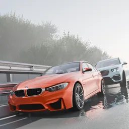 Bmw m3 on wet highway