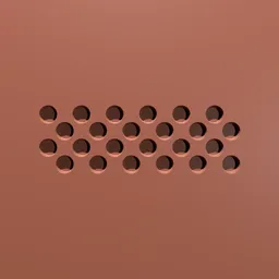 Blender 3D sculpting brush creating a pattern of circular indents for detailed geometric modeling.