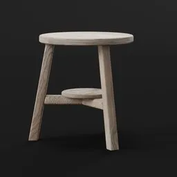 "Small wooden bar stool for Blender 3D, inspired by Bjørn Wiinblad and perfect for tinkers' workshops and garages. Realistic rendering with no texture and no legs. Created in 2019 by Alfred Kelsner."