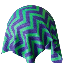 Purple Green Zigzag Jersey Fabric