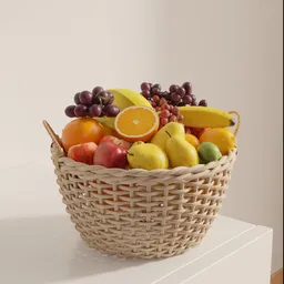 Wicker Basket of Fresh Fruits