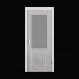 "Mexicano style door with window, 3D model in Blender featuring glass and 1981 x 762mm size. Inspired by Peter Zumthor and Ai Weiwei, with a cinnamon skin color and monochrome aesthetic. Perfect for architectural and interior design projects."