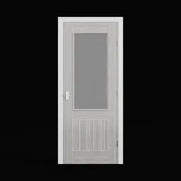 "Mexicano style door with window, 3D model in Blender featuring glass and 1981 x 762mm size. Inspired by Peter Zumthor and Ai Weiwei, with a cinnamon skin color and monochrome aesthetic. Perfect for architectural and interior design projects."