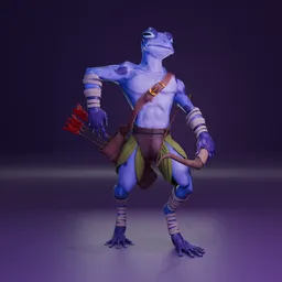 Frog Archer Stylized- Rigged -Lowpoly