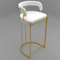 Bar stool white leather brass Ballantine