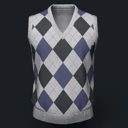 Gray Argyle Knit Vest