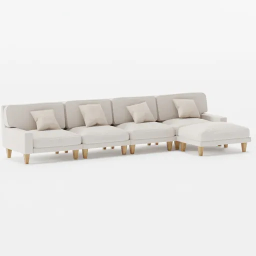 Sofa Modula Sectional White Fabric