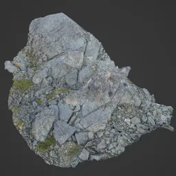 Highly detailed 3D scanned boulder with moss for Blender rendering, ideal for realistic terrain modeling.