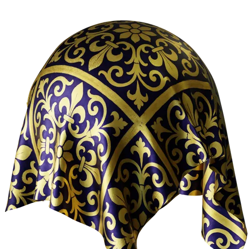 Royal Brocade Fabric Gold Blue