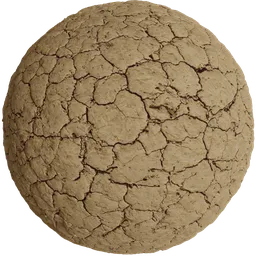 Detailed cracked earth texture for 3D modeling, seamless PBR material for Blender and other 3D applications.