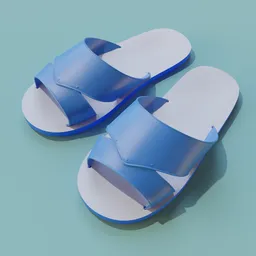 "Blue and White Slippers in Physically Based Rendering - 3D Model for Blender 3D. Inspired by Alonso Vázquez and Ivan Generalić."