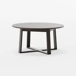 "Morbylanga table from IKEA - 3D model for Blender 3D. Featuring a wooden base and black top with unique natural wood pattern. Resistant to liquids, heat, stains, grease, scratches, and bumps, suitable for everyday use."