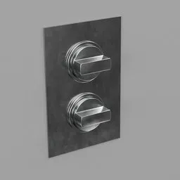 Highly detailed 3D model of a modern chromium shower controller with realistic textures, optimized for Blender rendering.