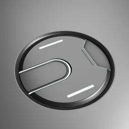 Detailed 3D circular sci-fi emblem asset for Blender, designed for futuristic interfaces or machinery.