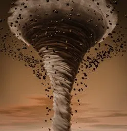 Dynamic 3D tornado simulation with customizable geometry node settings, designed for Blender.