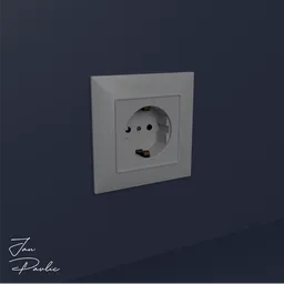 High-quality 3D rendered European-style wall socket compatible with Blender, ideal for architectural visualization.