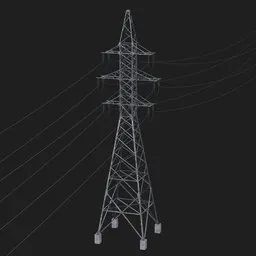 Detailed 3D model of utility power lines, suitable for Blender, adjustable for game asset or rendering.