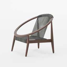 "Get outdoor ready with our Frida lounge chair, featuring a minimalist wooden frame and comfortable rope seating. Perfect for a Scandinavian inspired outdoor setting. 3D model designed in Blender 3D."