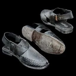 Black Leather Peshawari Chappal
