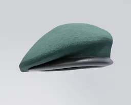 Detailed 3D military commando beret model suitable for Blender, optimized for low-poly modeling and game asset creation.